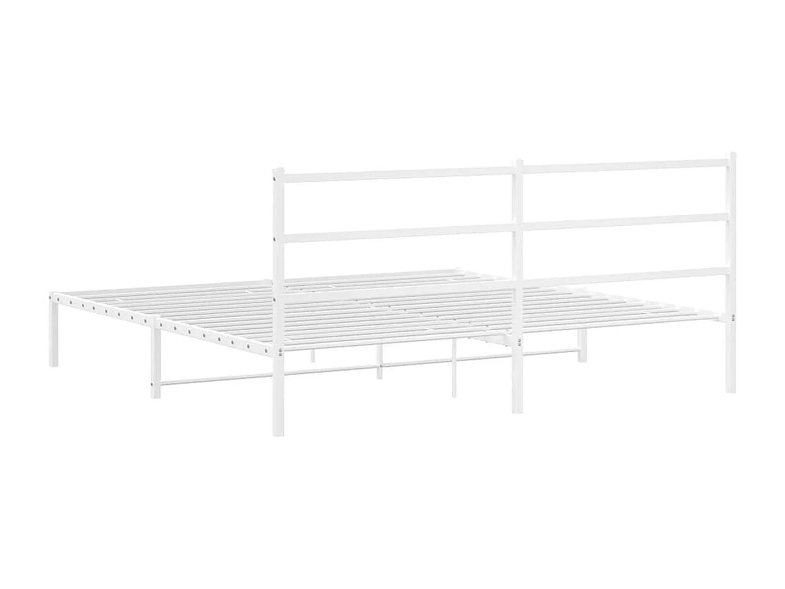 Cadre de lit métal sans matelas et tête de lit blanc 180x200 cm