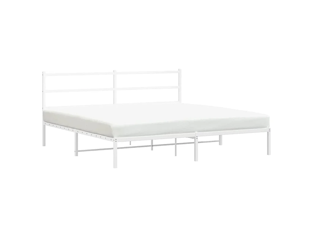 Cadre de lit métal sans matelas et tête de lit blanc 180x200 cm