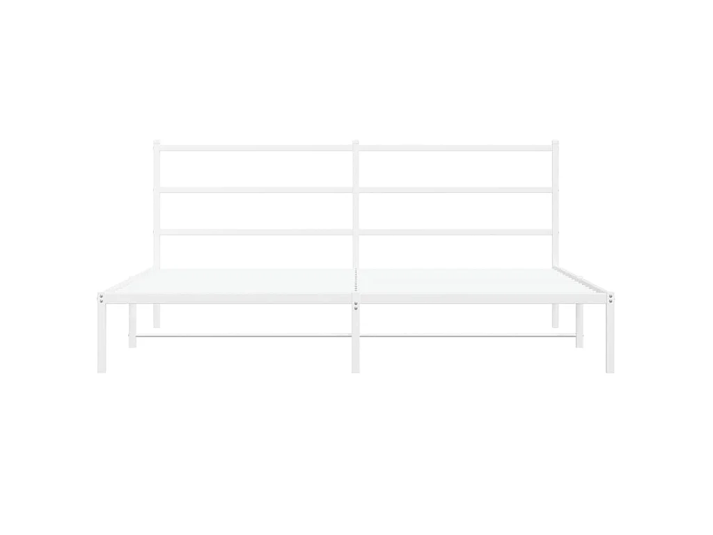 Cadre de lit métal sans matelas et tête de lit blanc 180x200 cm