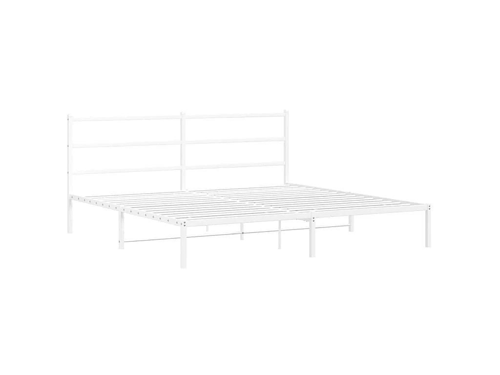 Cadre de lit métal sans matelas et tête de lit blanc 180x200 cm