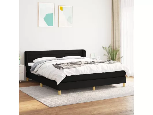 Kauf Unique Boxspringbett mit Matratze Schwarz 180x200 cm Stoff