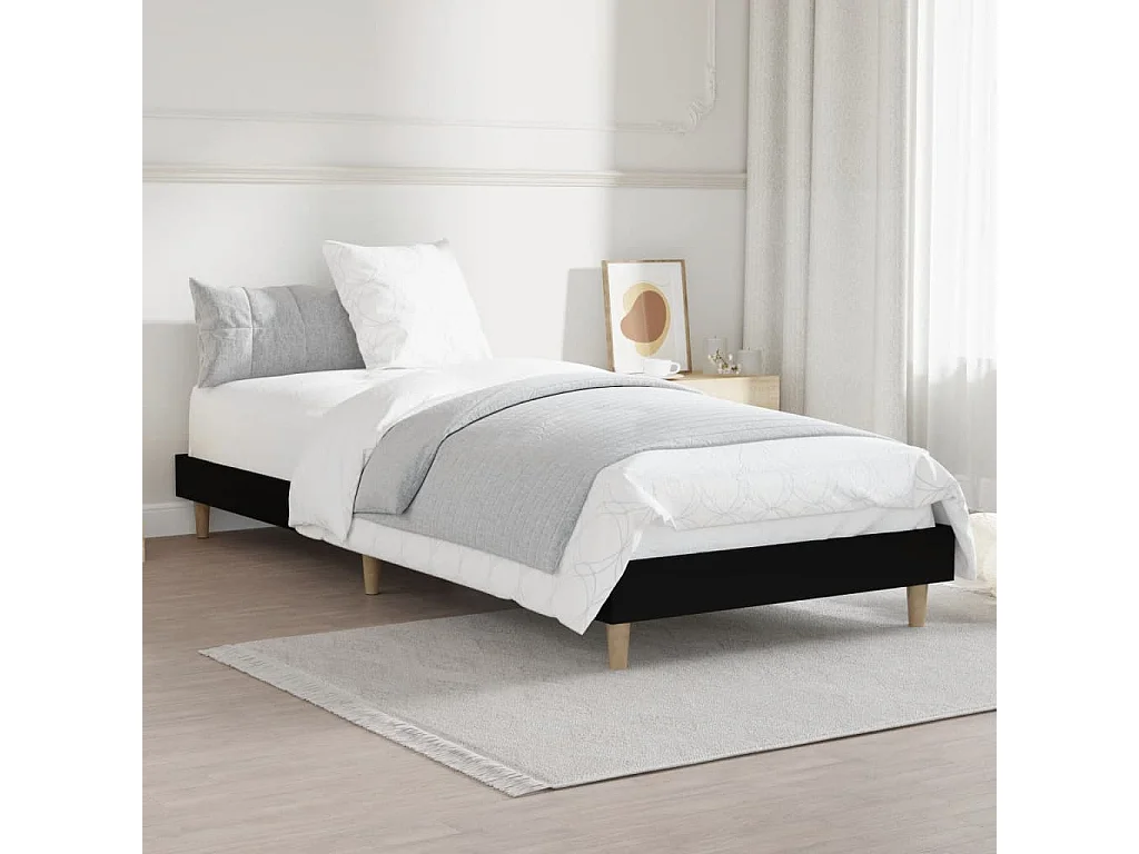 Estrutura de cama 75x190 cm derivados de madeira preto