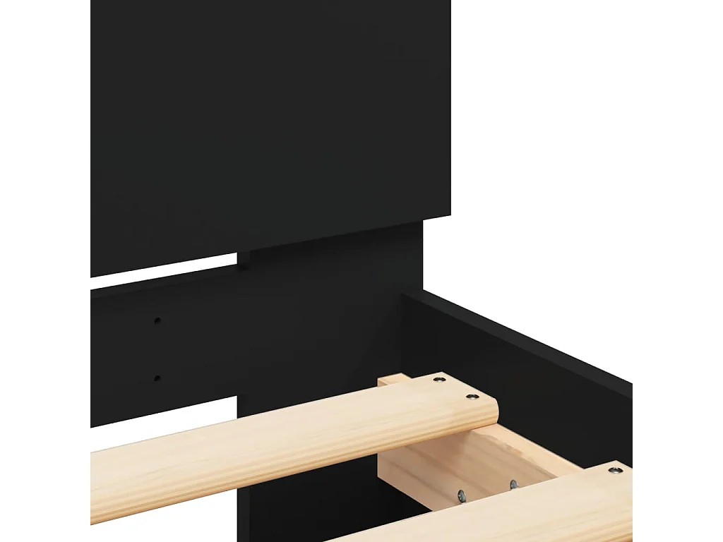 Giroletto con Testiera Nero 90x200 cm in Legno Multistrato