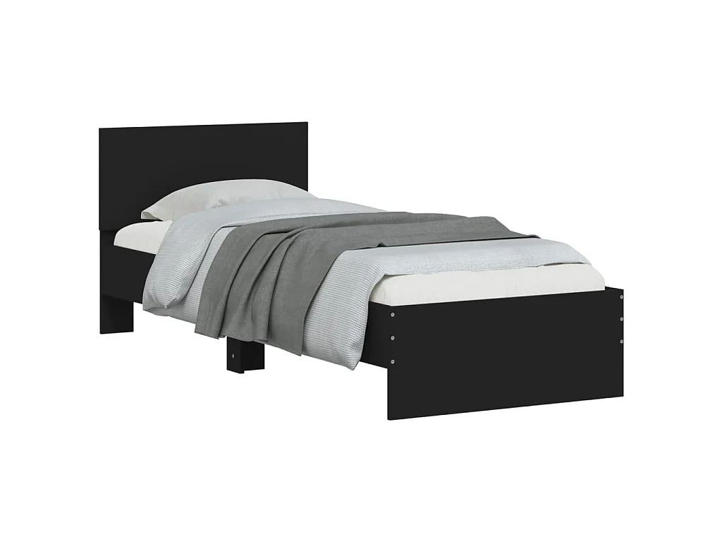 Bettgestell mit Kopfteil Schwarz 90x200 cm Holzwerkstoff