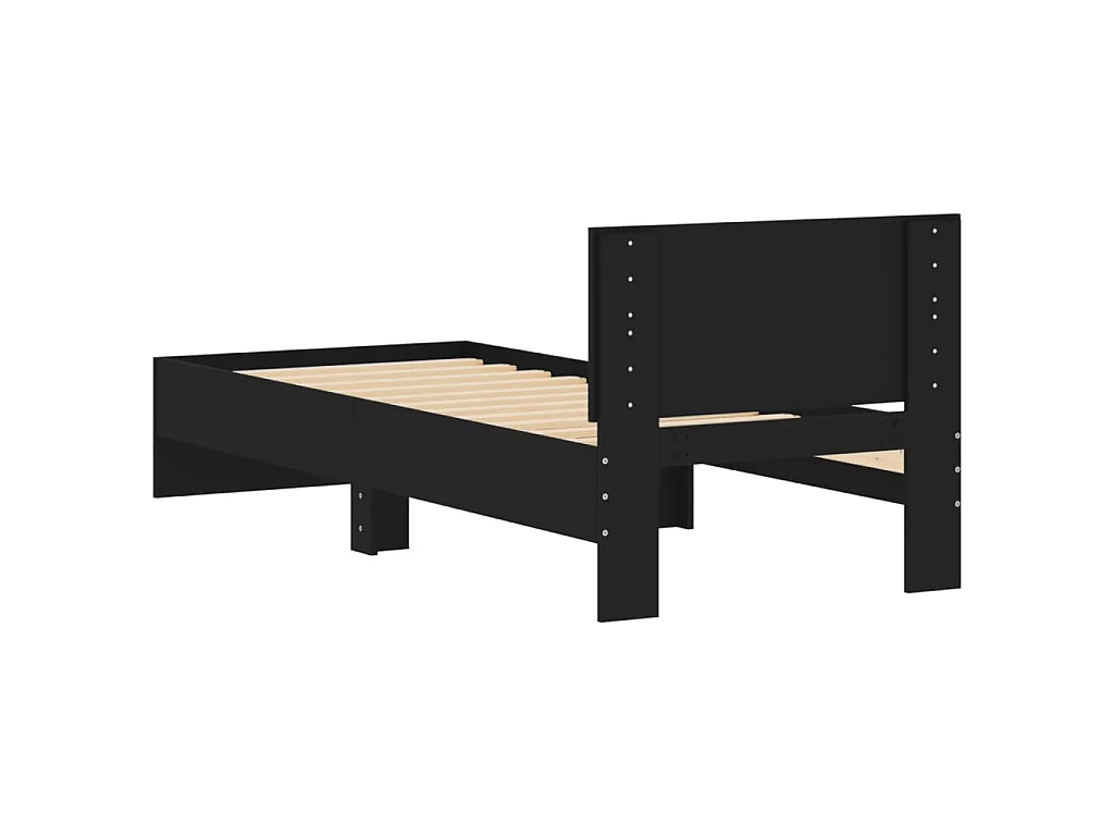 Cadre de lit sans matelas avec tête de lit noir 90x200 cm