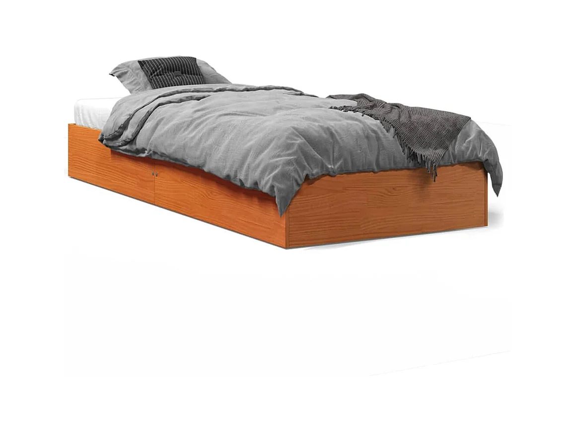 Cadre de lit sans matelas cire marron 75x190 cm bois pin massif