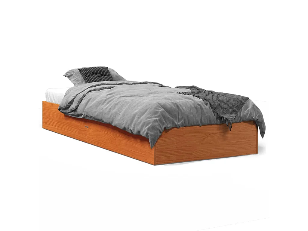 Cama sem colchão 75x190 cm madeira de pinho maciça castanho-mel
