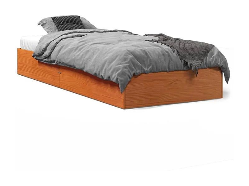 Cadre de lit sans matelas cire marron 75x190 cm bois pin massif
