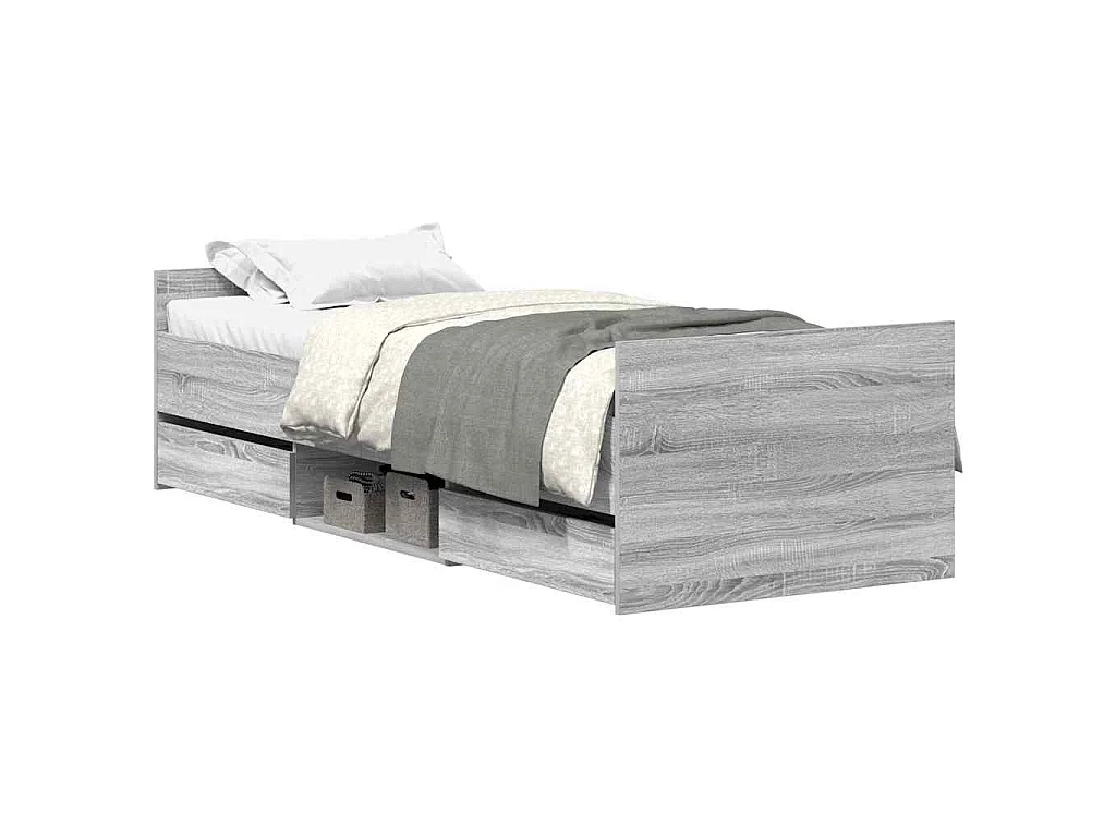 Giroletto con Testiera e Pediera Grigio Sonoma 90x200 cm