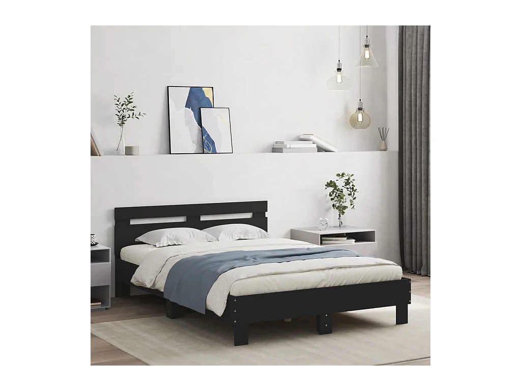 Cadre de lit avec LED sans matelas noir 120x200 cm
