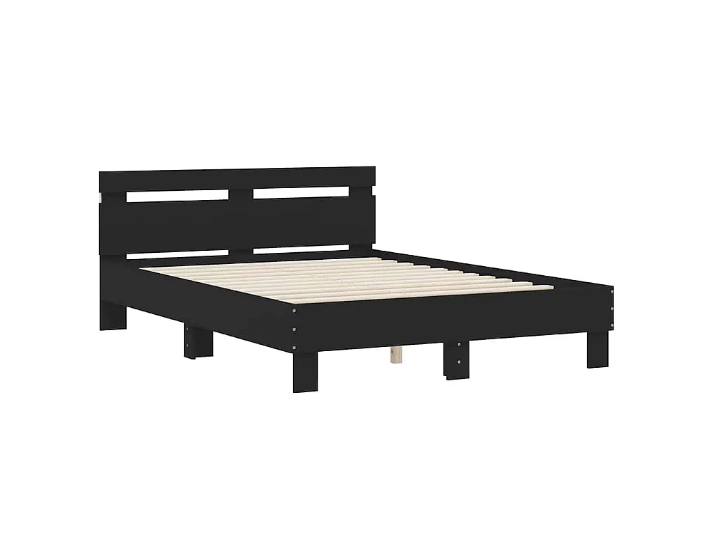 Cadre de lit avec LED sans matelas noir 120x200 cm