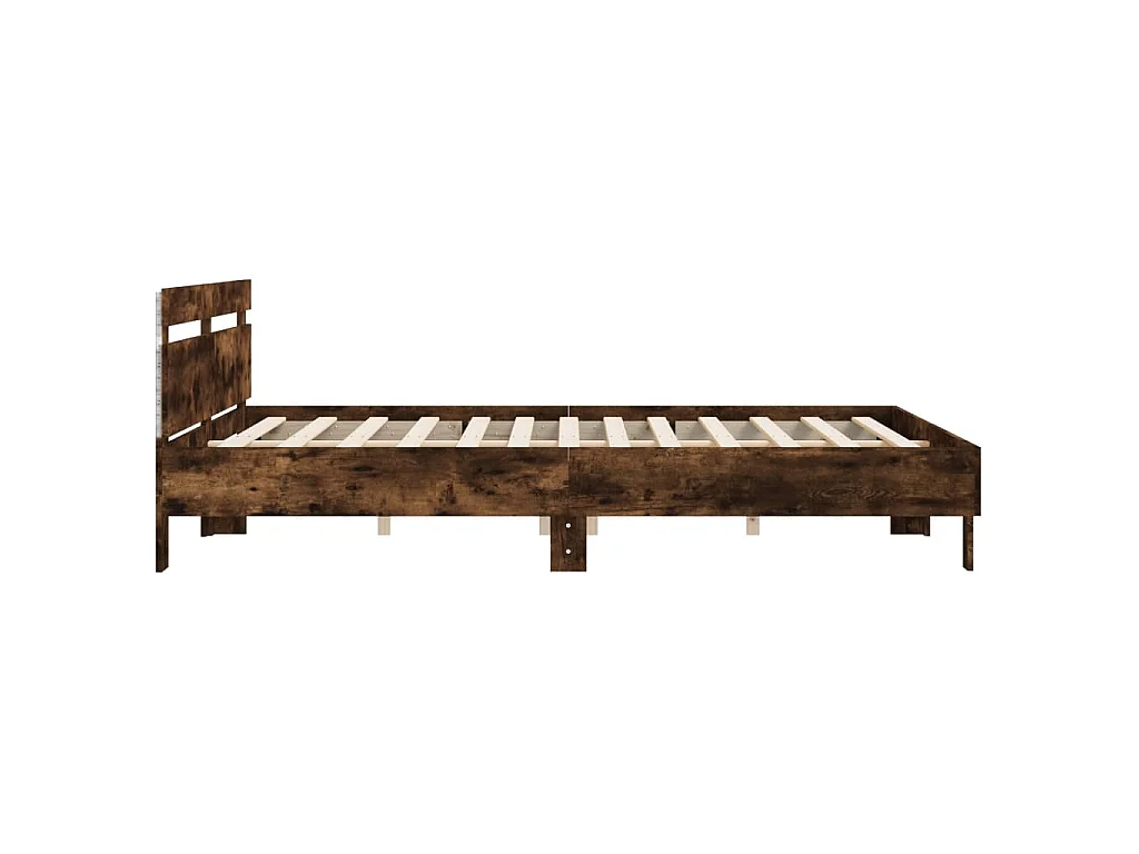 Bedframe met hoofdeinde en LED gerookt eikenkleurig 180x200 cm