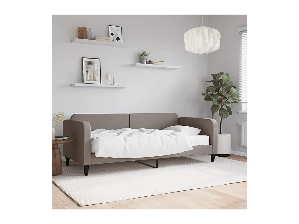 Lit de jour avec matelas taupe 90x200 cm tissu