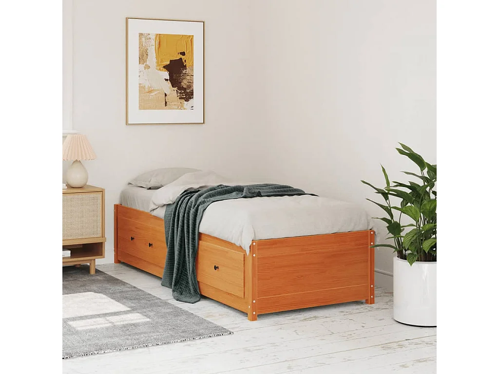 Bedbank zonder matras wasbruin 75x190 cm massief grenenhout
