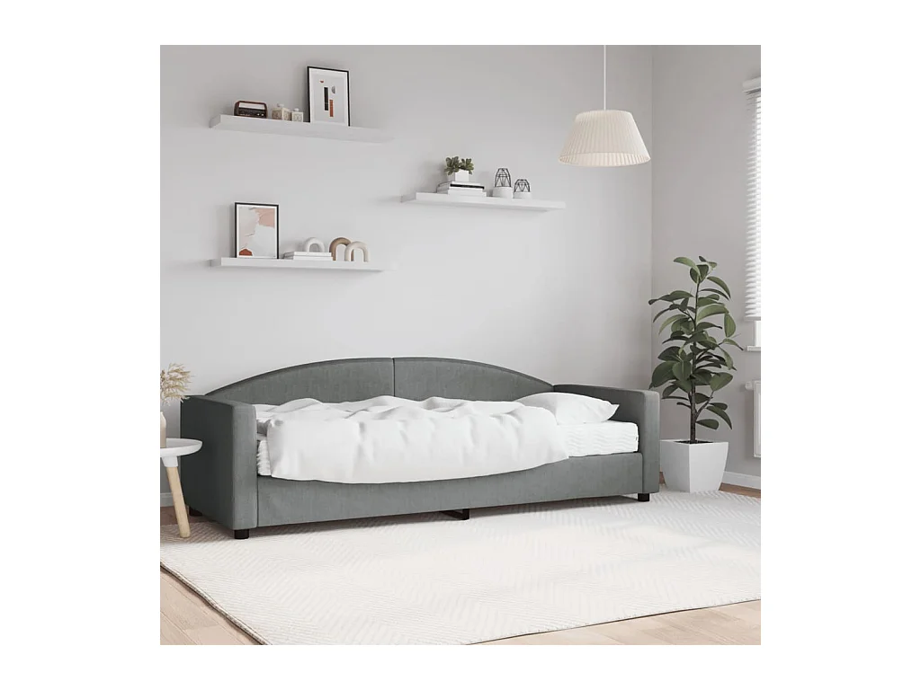 Lit de jour avec matelas gris foncé 80x200 cm tissu