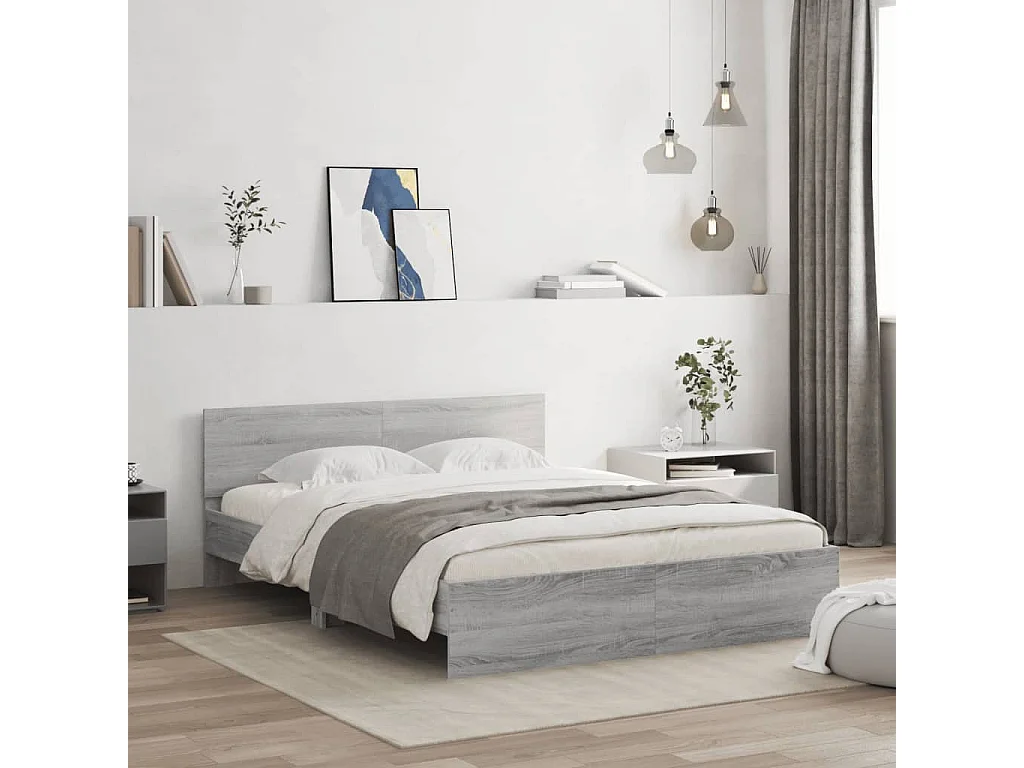 Cadre de lit sans matelas sonoma gris 140x200 cm