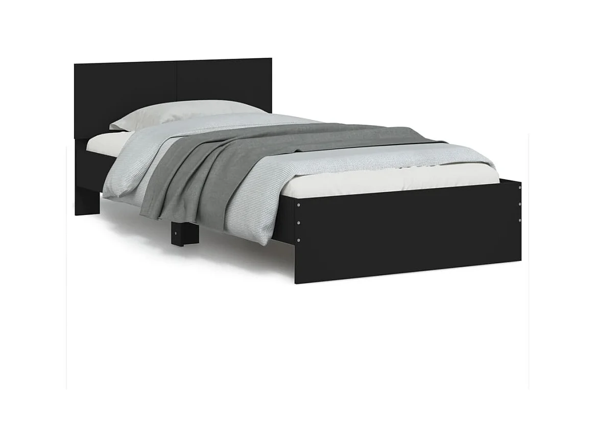 Cadre de lit sans matelas avec tête de lit noir 100x200 cm