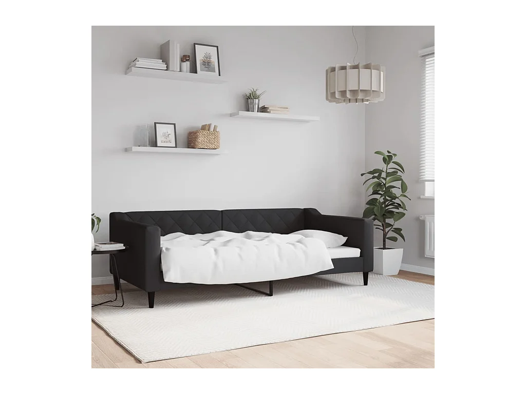 Lit de repos sans matelas noir 90x190 cm tissu