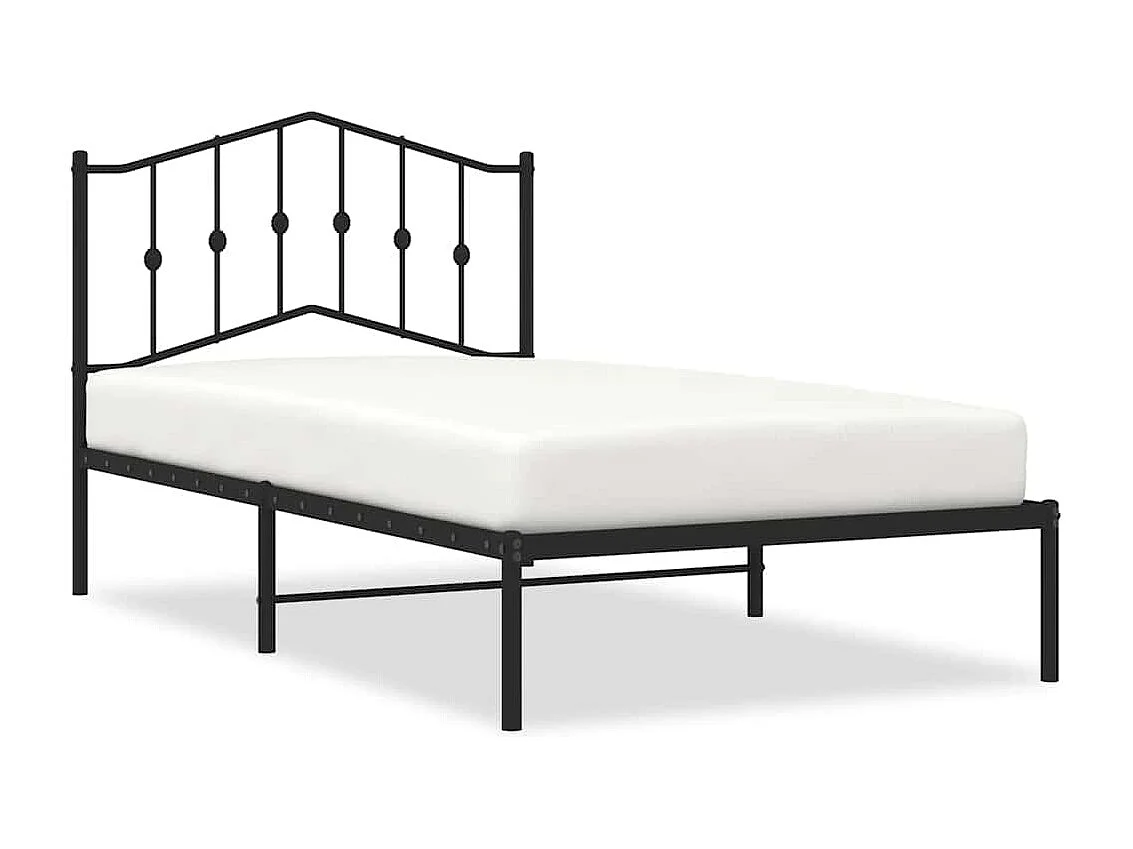 Estrutura de cama com cabeceira 100x190 cm metal preto