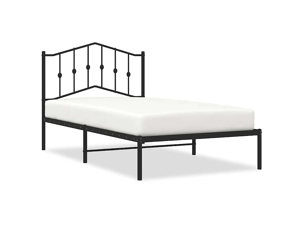 Cadre de lit métal sans matelas avec tête de lit noir 100x190cm