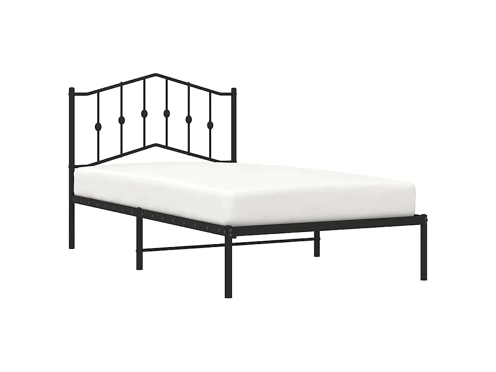 Cadre de lit métal sans matelas avec tête de lit noir 100x190cm