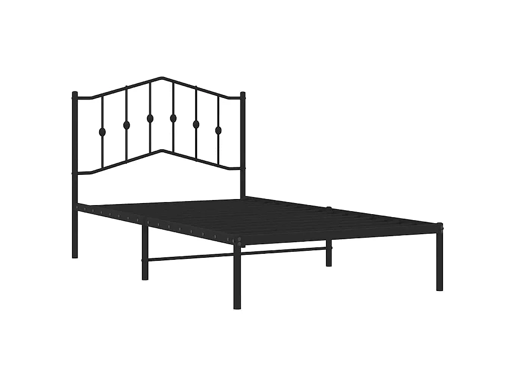 Cadre de lit métal sans matelas avec tête de lit noir 100x190cm