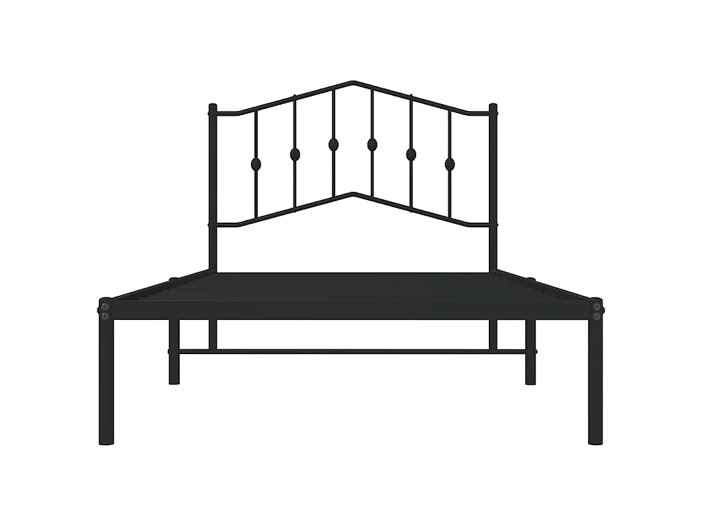 Cadre de lit métal sans matelas avec tête de lit noir 100x190cm