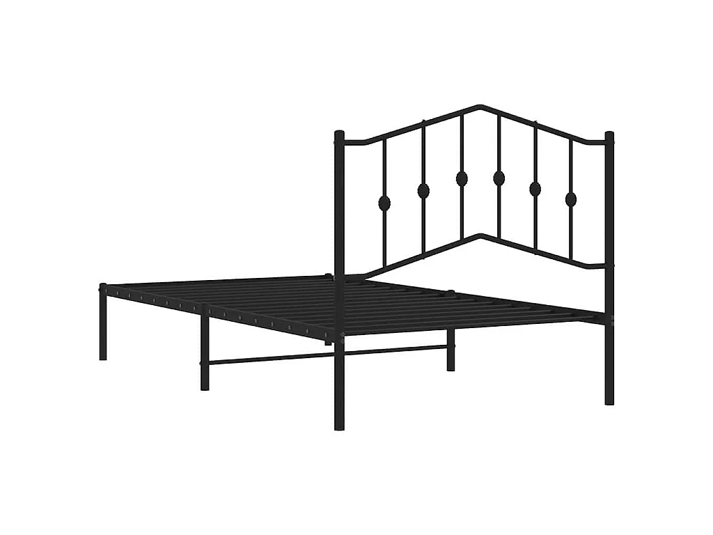 Cadre de lit métal sans matelas avec tête de lit noir 100x190cm