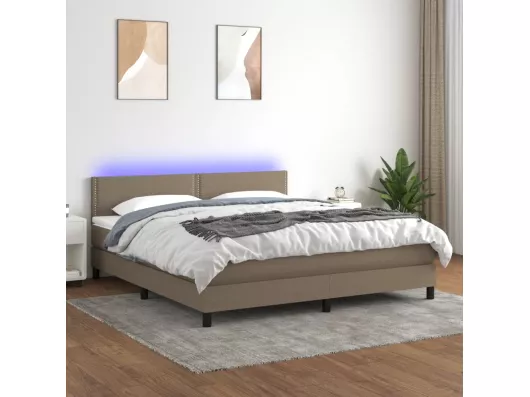 Kauf Unique Boxspringbett mit Matratze & LED Taupe 160x200 cm Stoff