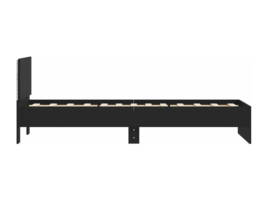 Bettgestell mit Kopfteil und LED-Leuchten Schwarz 90x200 cm