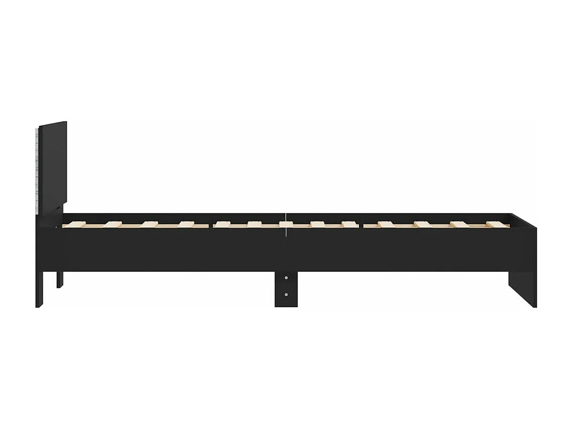Bettgestell mit Kopfteil und LED-Leuchten Schwarz 90x200 cm