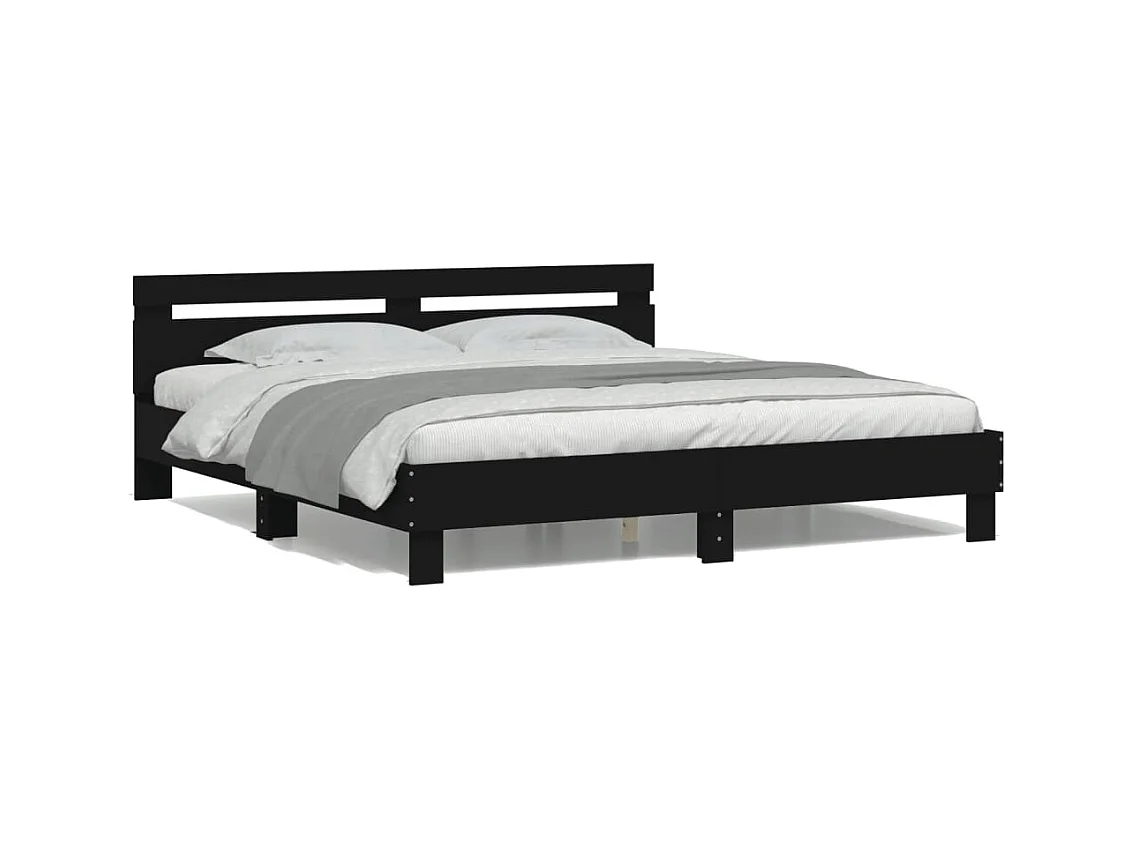 Cadre de lit avec LED sans matelas noir 200x200 cm