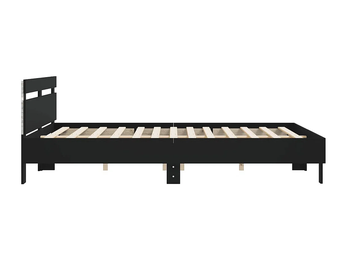 Giroletto con Testiera e LED Nero 200x200 cm
