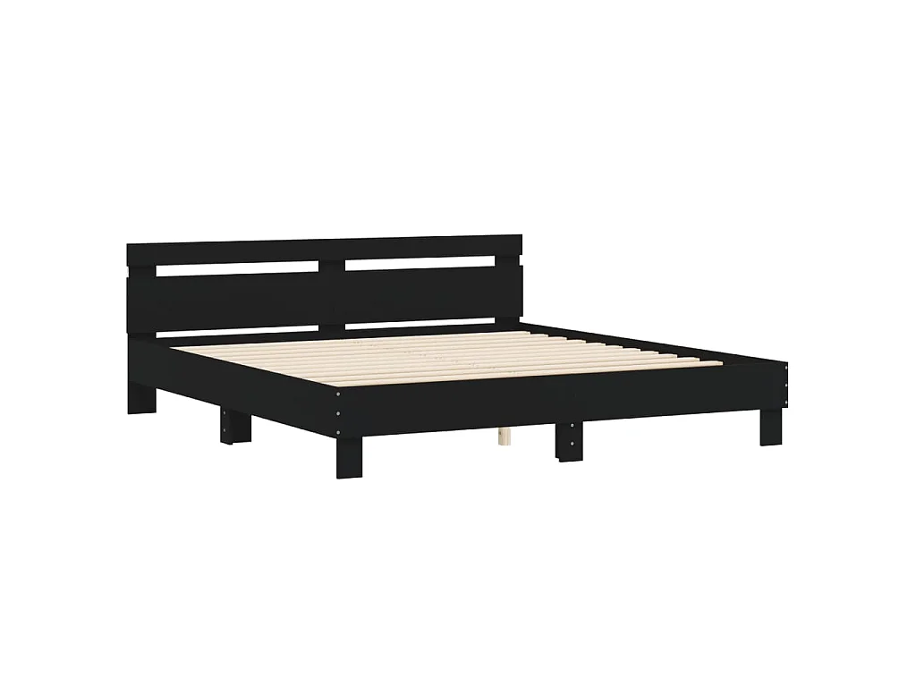Bedframe met hoofdeinde en LED-verlichting zwart 200x200 cm