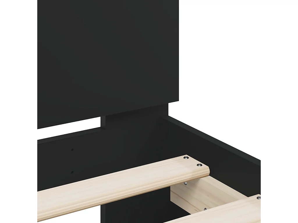Bedframe met hoofdeinde en LED-verlichting zwart 200x200 cm