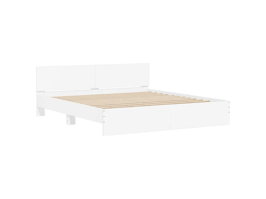 Cadre de lit avec LED sans matelas blanc 180x200 cm