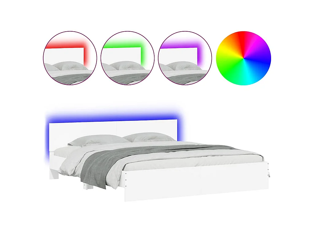 Cadre de lit avec LED sans matelas blanc 180x200 cm
