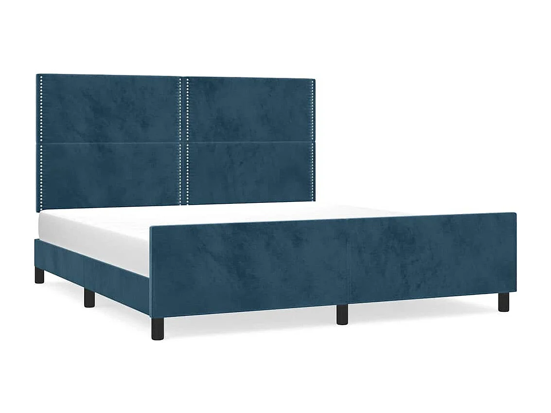 Cadre de lit sans matelas bleu foncé 160x200 cm velours