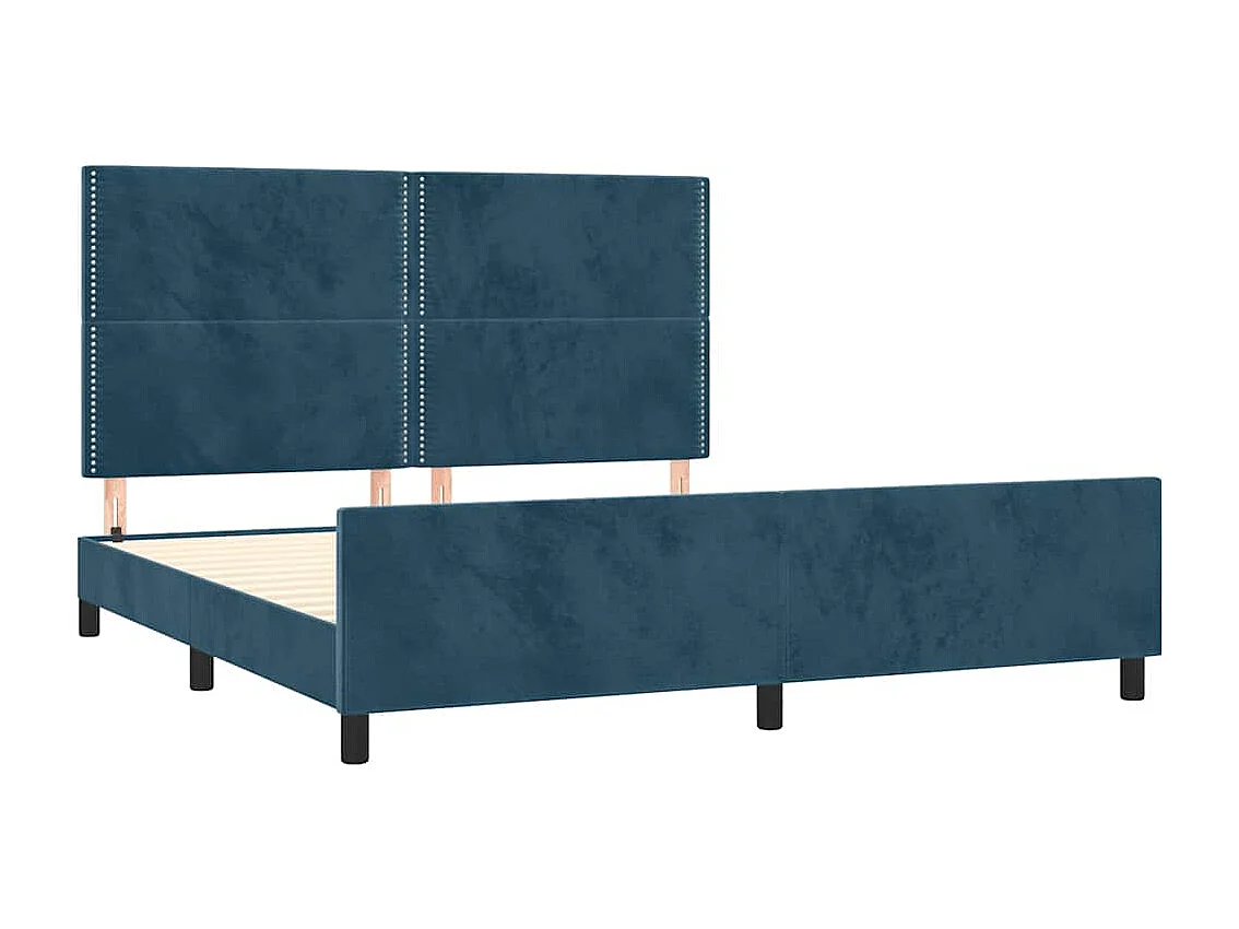 Cadre de lit sans matelas bleu foncé 160x200 cm velours