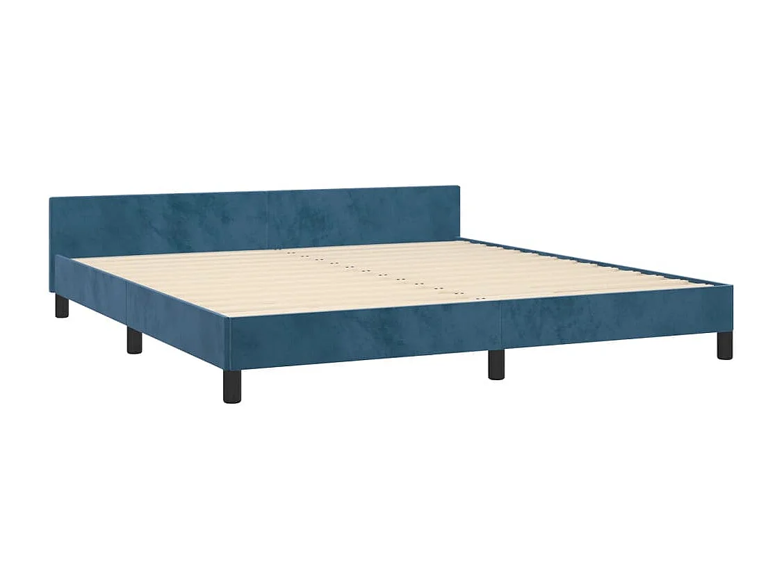 Cadre de lit sans matelas bleu foncé 160x200 cm velours