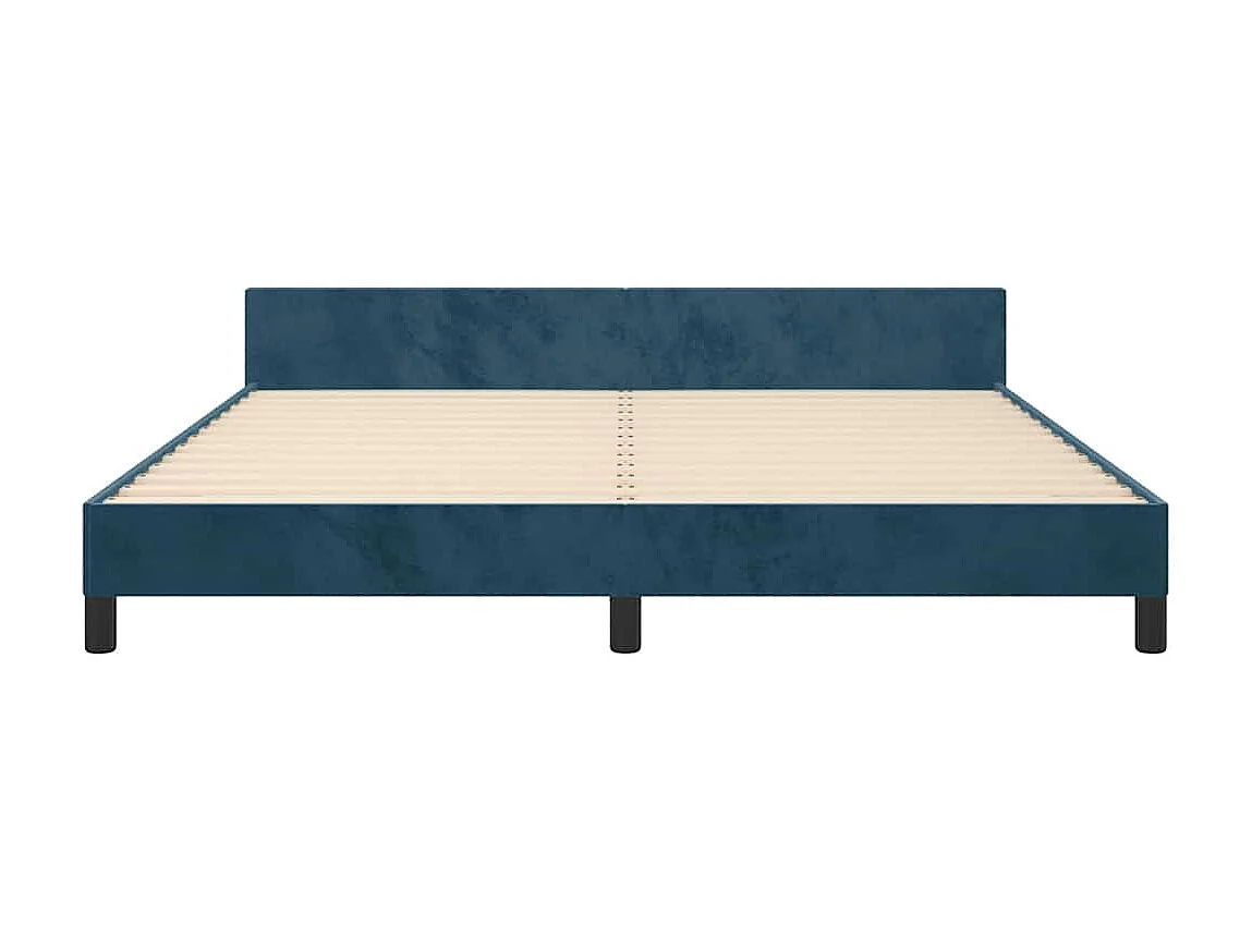Cadre de lit sans matelas bleu foncé 160x200 cm velours