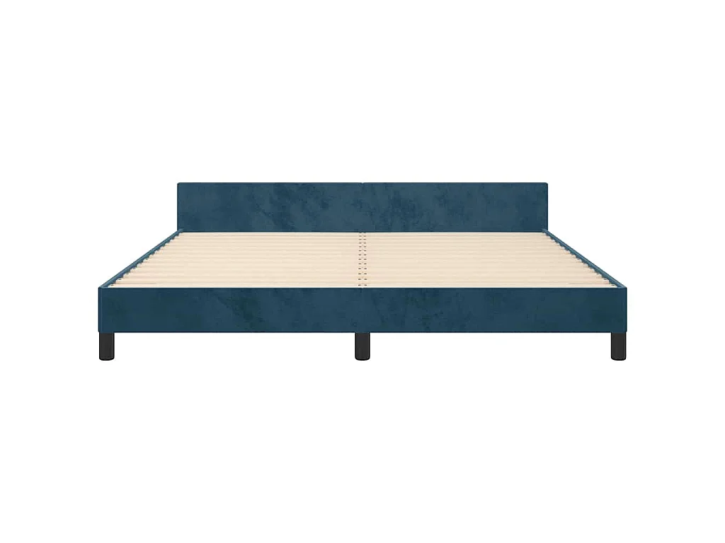 Estrutura de cama sem colchão 160x200 cm veludo azul-escuro