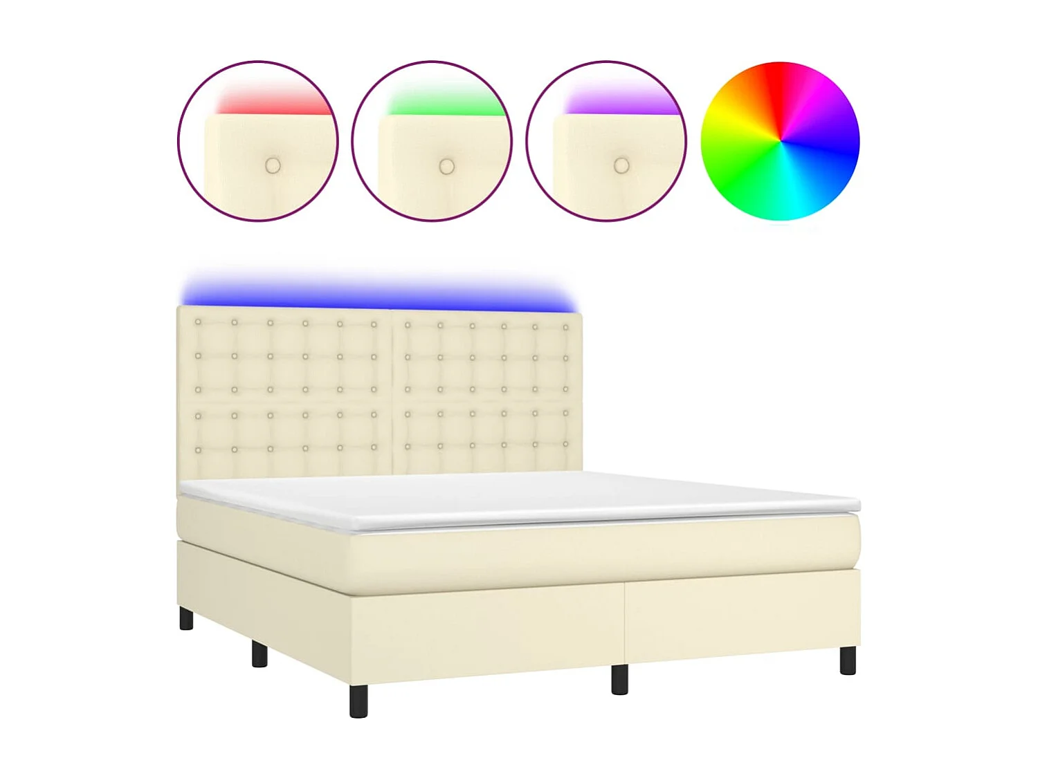 Giroletto a Molle con Materasso e LED Crema 160x200 cm