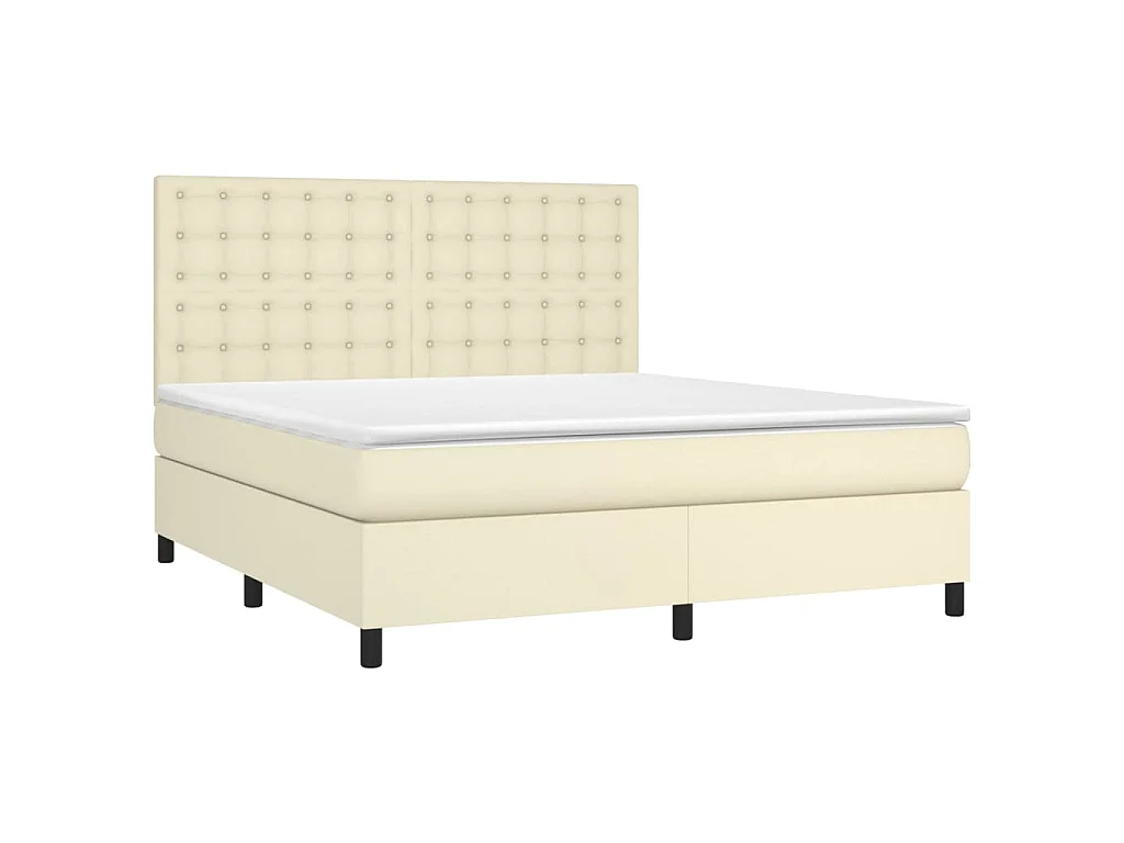 Boxspringbett mit Matratze & LED Creme 160x200 cm Kunstleder