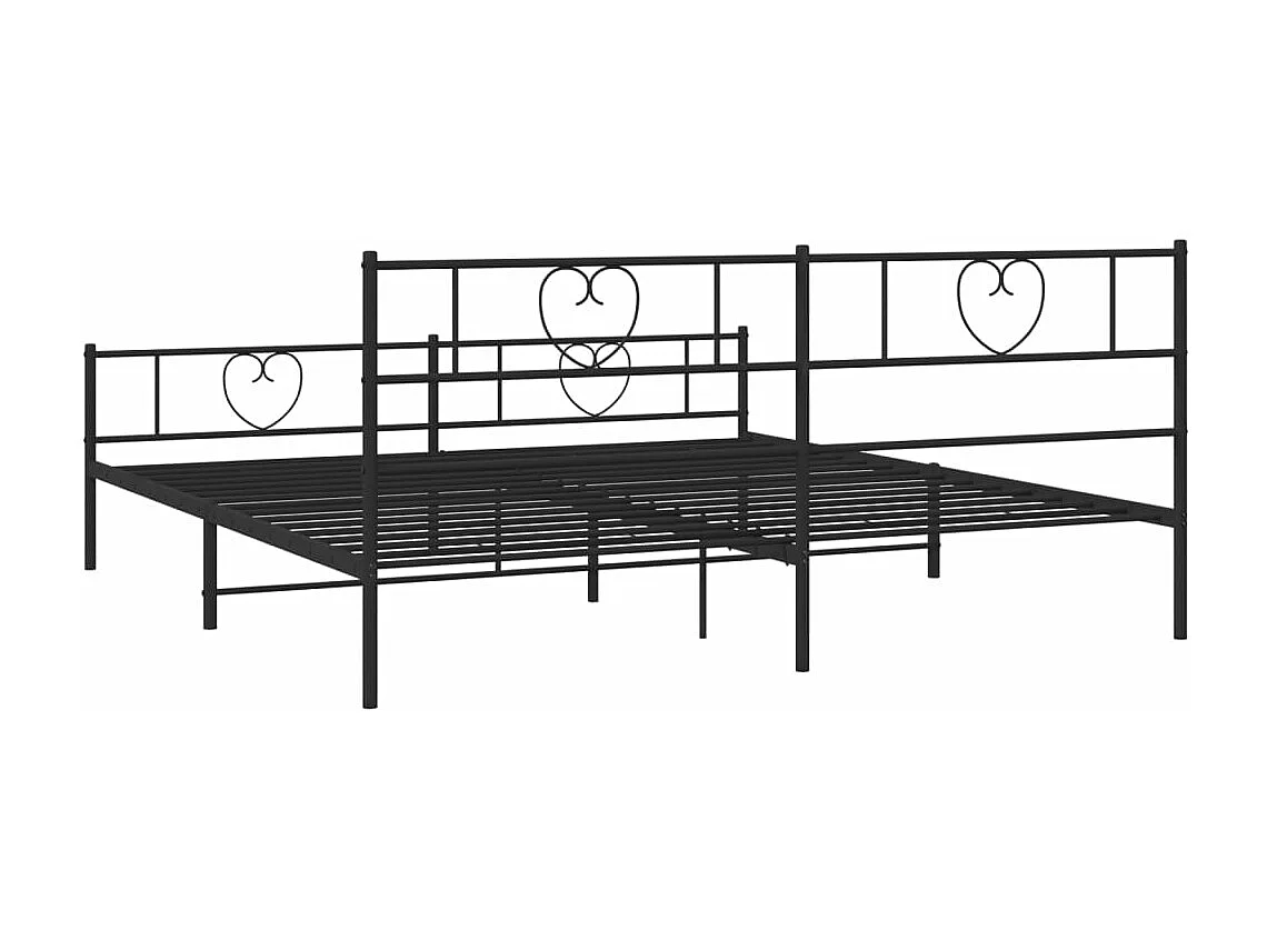 Bedframe met hoofd- en voeteneinde metaal zwart 200x200 cm