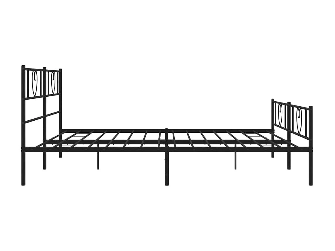 Cadre de lit métal sans matelas avec pied de lit noir 200x200cm