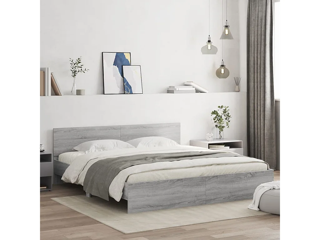 Giroletto con Testiera Grigio Sonoma 200x200 cm