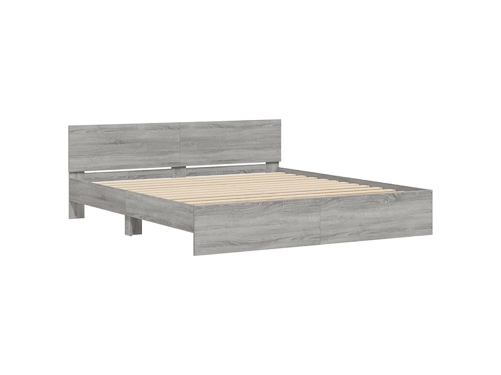Bedframe met hoofdeinde grijs sonoma eikenkleurig 200x200 cm