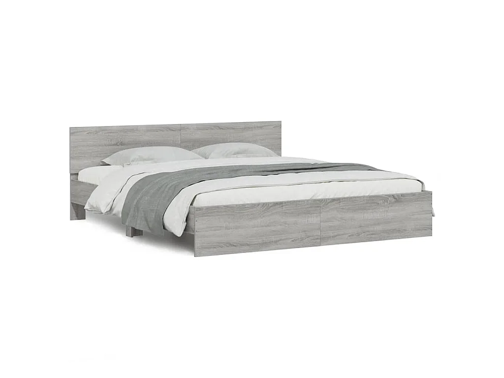 Bedframe met hoofdeinde grijs sonoma eikenkleurig 200x200 cm