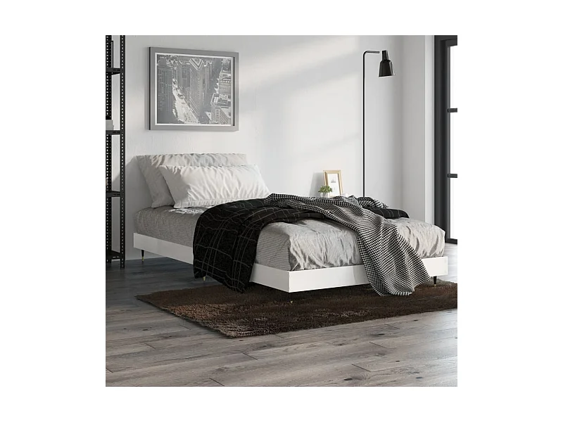 Cadre de lit sans matelas blanc brillant 90x190 cm